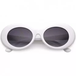 Oval Retro White Tapered Arms Neutral Colored Gradient Lens Oval Sunglasses 50mm - White / Lavender - C7183N4RGA8 $10.69