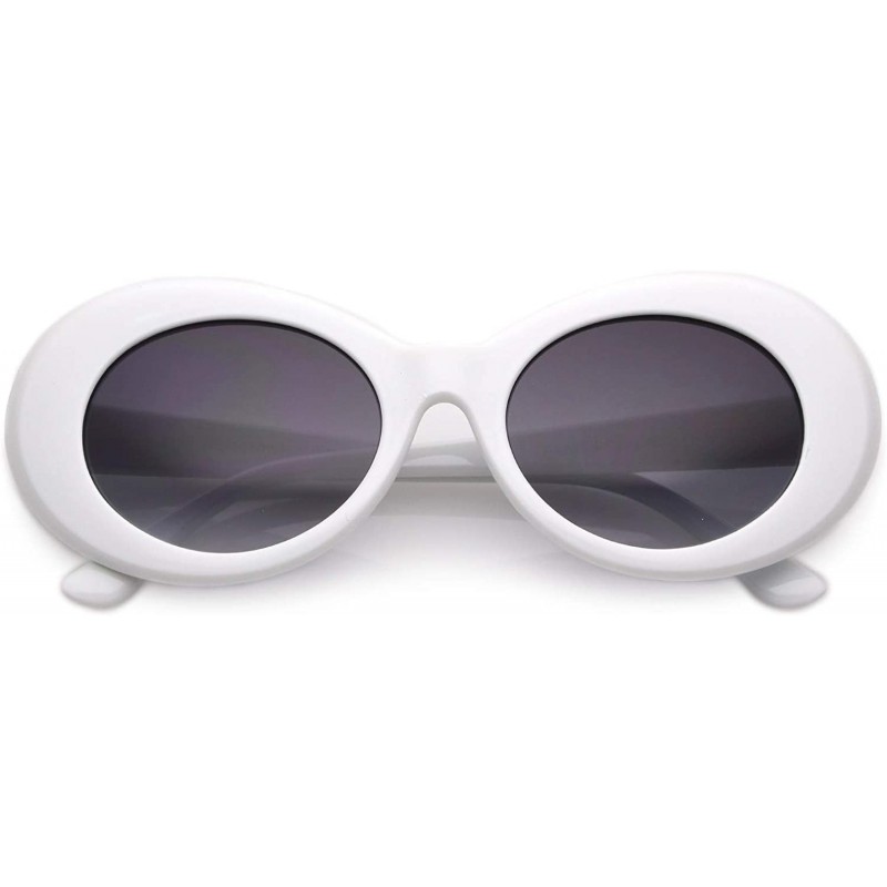Oval Retro White Tapered Arms Neutral Colored Gradient Lens Oval Sunglasses 50mm - White / Lavender - C7183N4RGA8 $10.69