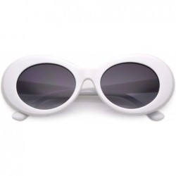 Oval Retro White Tapered Arms Neutral Colored Gradient Lens Oval Sunglasses 50mm - White / Lavender - C7183N4RGA8 $10.69