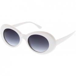 Oval Retro White Tapered Arms Neutral Colored Gradient Lens Oval Sunglasses 50mm - White / Lavender - C7183N4RGA8 $10.69