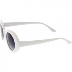 Oval Retro White Tapered Arms Neutral Colored Gradient Lens Oval Sunglasses 50mm - White / Lavender - C7183N4RGA8 $10.69