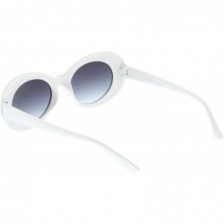 Oval Retro White Tapered Arms Neutral Colored Gradient Lens Oval Sunglasses 50mm - White / Lavender - C7183N4RGA8 $10.69