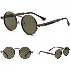Round metal round retro punk sunglasses male spring legs hip hop women's sunglasses UV400 - Gun Green - CS1925QT8SY $8.85