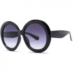 Oversized Round Sunglasses Women 2018 Vintage Black Green Oversized Frames Mirror - 3 - CE18WZU93DY $46.91