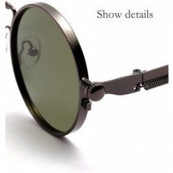 Round metal round retro punk sunglasses male spring legs hip hop women's sunglasses UV400 - Gun Green - CS1925QT8SY $8.85