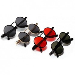 Round metal round retro punk sunglasses male spring legs hip hop women's sunglasses UV400 - Gun Green - CS1925QT8SY $8.85