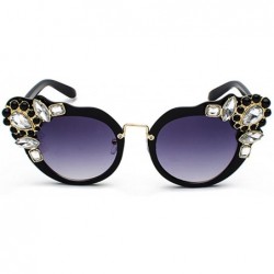 Rimless Ms. Oversized Frame Retro Cat Eye Sunglasses Fashion Design - Black Ash - CF18EUXWHDG $12.34