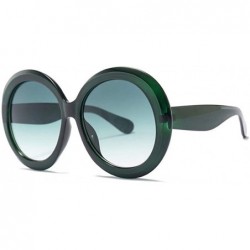 Oversized Round Sunglasses Women 2018 Vintage Black Green Oversized Frames Mirror - 3 - CE18WZU93DY $28.15