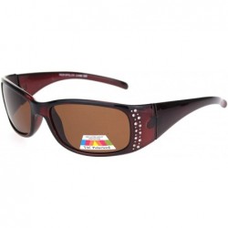 Rectangular Womens Rhinestone Anti-glare Polarized Chic Narrow Rectangular Sunglasses - All Brown - CJ18OXIH3RT $22.58