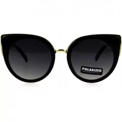 Round Womens Polarized Lens Mod Goth Cat Eye Fashion Retro Sunglasses - Black Smoke - CE18GOC487N $26.93