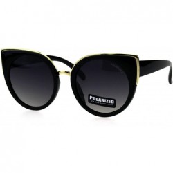 Round Womens Polarized Lens Mod Goth Cat Eye Fashion Retro Sunglasses - Black Smoke - CE18GOC487N $10.99