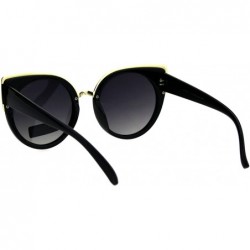 Round Womens Polarized Lens Mod Goth Cat Eye Fashion Retro Sunglasses - Black Smoke - CE18GOC487N $10.99