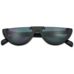 Semi-rimless 2-PACK Small Narrow Half Moon Oval Cat Eye 90's Sunglasses - Glossy Black (2-pack) - CX18Q99AQXL $26.65