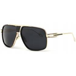 Rectangular Luxury Womens Sunglasses Gold Frame Comfortable Nose Pad Jewelry Eye Wear Lens 62mm - Gold/Black - CD12ENFQLKR $3...