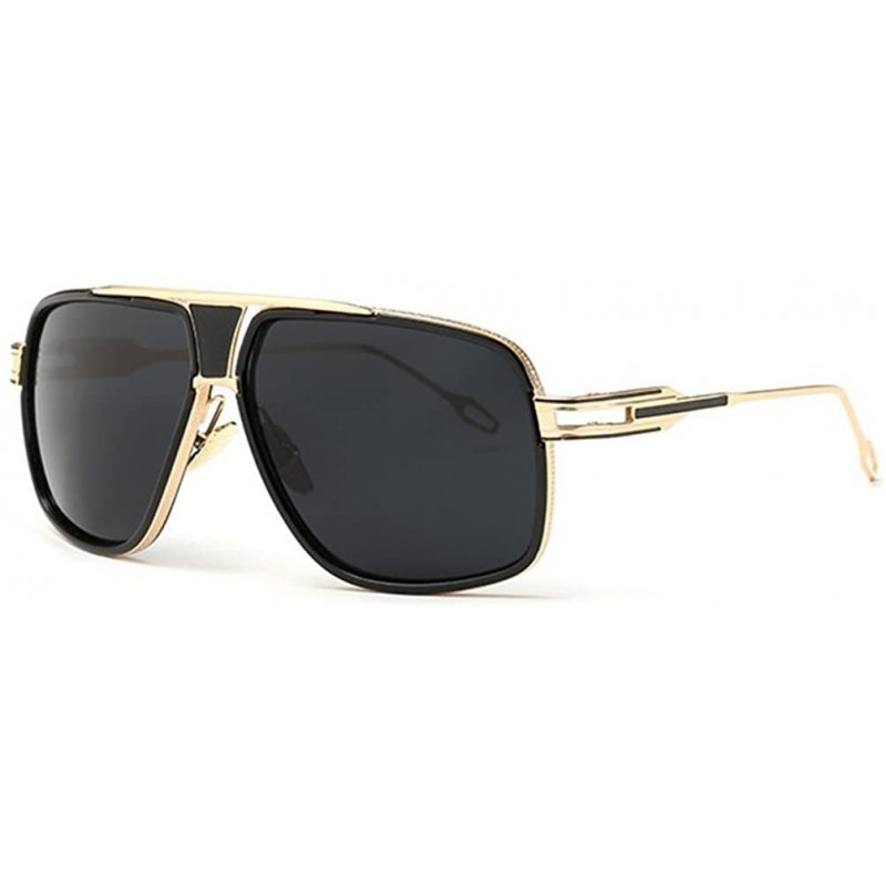 Rectangular Luxury Womens Sunglasses Gold Frame Comfortable Nose Pad Jewelry Eye Wear Lens 62mm - Gold/Black - CD12ENFQLKR $1...
