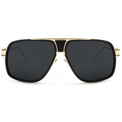Rectangular Luxury Womens Sunglasses Gold Frame Comfortable Nose Pad Jewelry Eye Wear Lens 62mm - Gold/Black - CD12ENFQLKR $1...