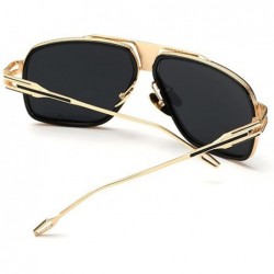 Rectangular Luxury Womens Sunglasses Gold Frame Comfortable Nose Pad Jewelry Eye Wear Lens 62mm - Gold/Black - CD12ENFQLKR $1...