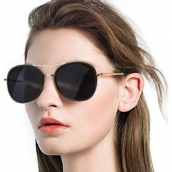 Round Round Sunglasses for Women Fashion-Vintage Retro Stylish Polarized Eyewear 100% UV Protection (3673black) - CF18RY5L4IU...