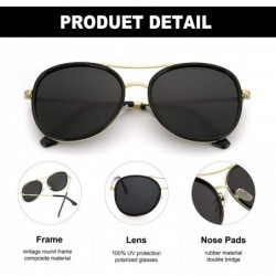 Round Round Sunglasses for Women Fashion-Vintage Retro Stylish Polarized Eyewear 100% UV Protection (3673black) - CF18RY5L4IU...