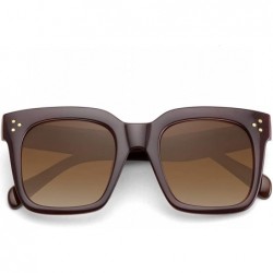 Square Classic Square Oversized Sunglasses for Women Men Vintage Shades UV400 - C2 Brown Frame - CV198DQANOZ $9.91