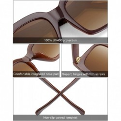 Square Classic Square Oversized Sunglasses for Women Men Vintage Shades UV400 - C2 Brown Frame - CV198DQANOZ $9.91