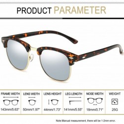 Semi-rimless Semi-Rimless Sunglasses for Women Men - Horn Rimmed Half Frame Sunglasses Polarized - 2 Pack (Black+silver) - CU...