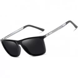Square Polarized Square Sunglasses for Men Vintage PC Frame Driving UV400 Protection - Black Grey - C718RNK4G8G $35.53