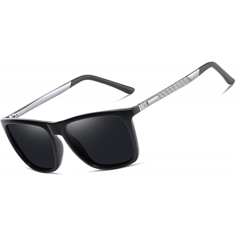 Square Polarized Square Sunglasses for Men Vintage PC Frame Driving UV400 Protection - Black Grey - C718RNK4G8G $14.30