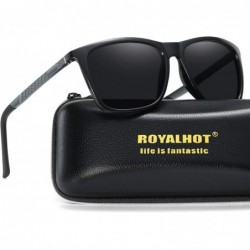 Square Polarized Square Sunglasses for Men Vintage PC Frame Driving UV400 Protection - Black Grey - C718RNK4G8G $14.30