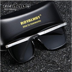 Square Polarized Square Sunglasses for Men Vintage PC Frame Driving UV400 Protection - Black Grey - C718RNK4G8G $14.30