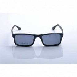 Rectangular Optical Eyeglasses Frames With Magnetic Polarized Sunglasses Clips - C007 - C412IMP9KB1 $12.84