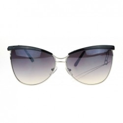 Butterfly Womens Oversize Eye Brow Trim Half Rim Metal Butterfly Sunglasses - Black - CK11SOL3GPF $19.33