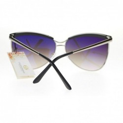 Butterfly Womens Oversize Eye Brow Trim Half Rim Metal Butterfly Sunglasses - Black - CK11SOL3GPF $11.55