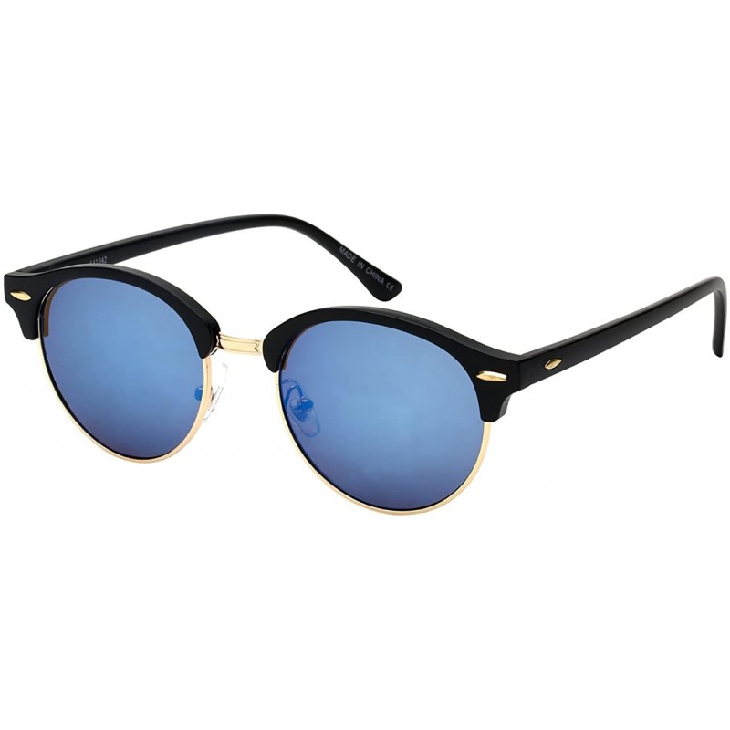 Rimless Vintage Inspired Half Frame Sunnies w/Horned Rims 541042TT-REV - Matte Black - CU12LWVNVCV $9.88