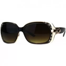 Rectangular Rhinestones Sunglasses Womens Rectangular Designer Fashion Frame UV 400 - Brown (Brown) - C118EQX94HO $20.92
