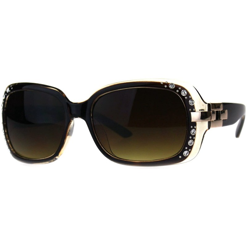 Rectangular Rhinestones Sunglasses Womens Rectangular Designer Fashion Frame UV 400 - Brown (Brown) - C118EQX94HO $10.46