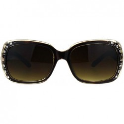 Rectangular Rhinestones Sunglasses Womens Rectangular Designer Fashion Frame UV 400 - Brown (Brown) - C118EQX94HO $10.46