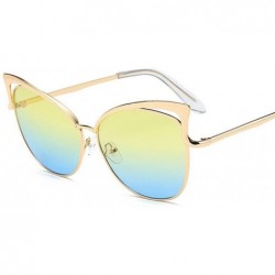 Oversized Men Women Sunglasses Metal Polarized Oversized Polarized Glasses Eyewear - Yellow - C818DH6MXK0 $45.51