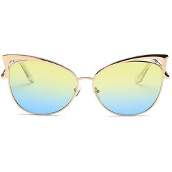 Oversized Men Women Sunglasses Metal Polarized Oversized Polarized Glasses Eyewear - Yellow - C818DH6MXK0 $26.46