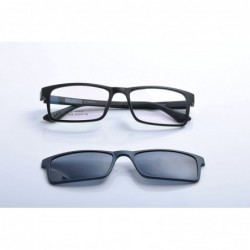Rectangular Optical Eyeglasses Frames With Magnetic Polarized Sunglasses Clips - C007 - C412IMP9KB1 $12.84