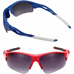 Wrap The Athlete" 2 Pair of Precision Sport Wrap Bifocal Unisex Sunglasses - Blue and Red - CZ1965RCWTM $21.37