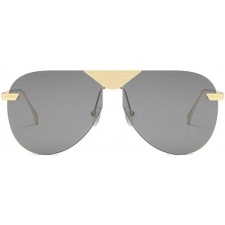 Oversized Oversized Pilot Sunglasses for Women Big Frame Shades UV400 - C1 Black - CU1906D00T3 $22.05