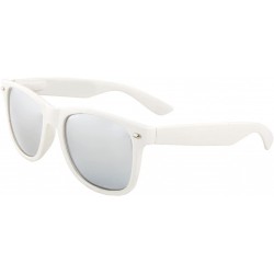 Oversized 2 Pack White Sunglasses Horn Rimmed Mirror Lens UV Protection - CK118XB3ANN $19.64