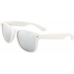 Oversized 2 Pack White Sunglasses Horn Rimmed Mirror Lens UV Protection - CK118XB3ANN $10.71