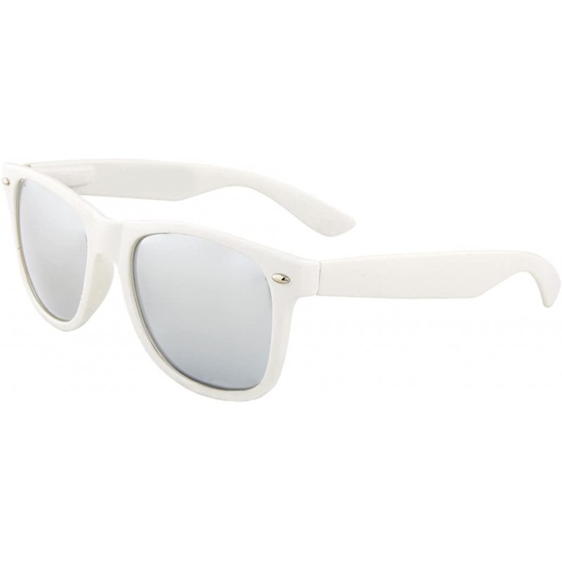 Oversized 2 Pack White Sunglasses Horn Rimmed Mirror Lens UV Protection - CK118XB3ANN $10.71