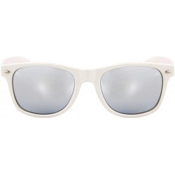 Oversized 2 Pack White Sunglasses Horn Rimmed Mirror Lens UV Protection - CK118XB3ANN $10.71