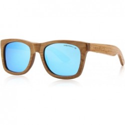 Square Men Wooden Polarized Sunglasses 100% UV Protection vintage Eyewear S5140 - Blue - C6186D9RM66 $26.85