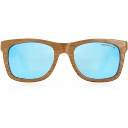 Square Men Wooden Polarized Sunglasses 100% UV Protection vintage Eyewear S5140 - Blue - C6186D9RM66 $26.85