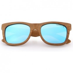 Square Men Wooden Polarized Sunglasses 100% UV Protection vintage Eyewear S5140 - Blue - C6186D9RM66 $26.85