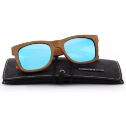 Square Men Wooden Polarized Sunglasses 100% UV Protection vintage Eyewear S5140 - Blue - C6186D9RM66 $26.85